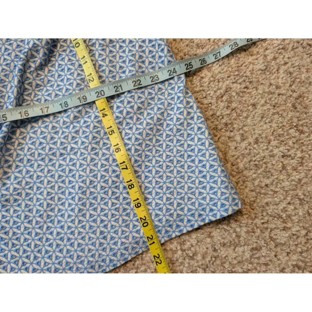 Talbots Woman Petite Size 18WP Blue Geometric Embroidered Cotton Pencil Skirt
